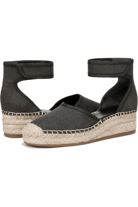 Women's Bessa Espadrille Platform Ankle Strap Sandal Black Fabric 9M