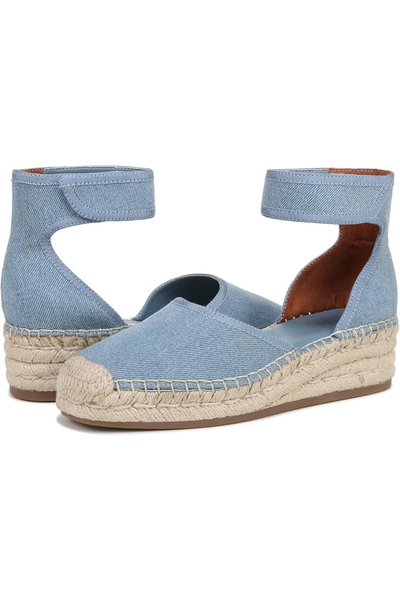 Women's Bessa Espadrille Platform Ankle Strap Sandal Denim Blue Fabric 6.5M