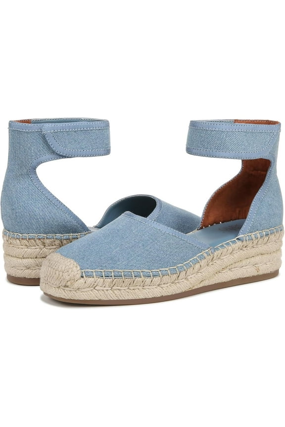 Women's Bessa Espadrille Platform Ankle Strap Sandal Denim Blue Fabric 9M