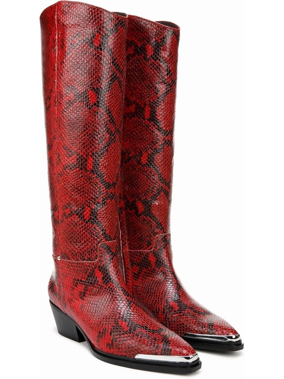Women's Billie Western Knee High Boot Crimson Red Snake 7.5M