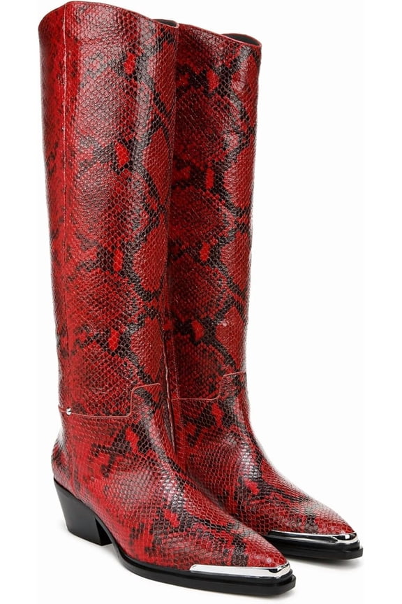 Women's Billie Western Knee High Boot Crimson Red Snake 7.5M