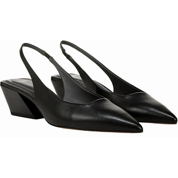 Franco Sarto Women's Black Leather A-Gena Slingback Pointed Toe Pumps 5M