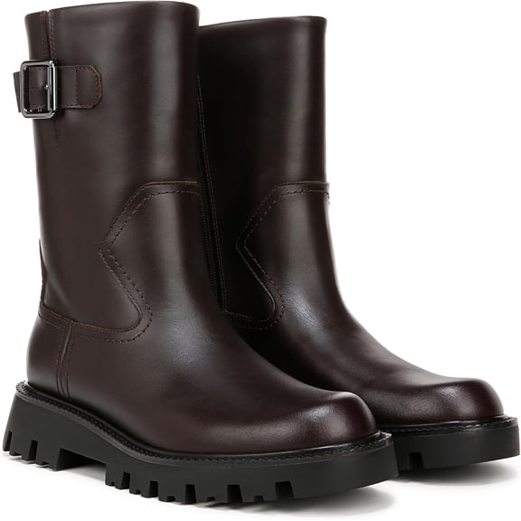 Franco Sarto Women's Brina Mid Calf Lug Bottom Boot Dark Hickory Brown 6.5M