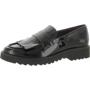 Franco Sarto Womens Calista Almond Toe Classic Slip-On Loafers, Black Patent, Size 8 M