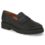 Franco Sarto Womens Cassandra Platform Penny Loafer Black Raffia 6.5M