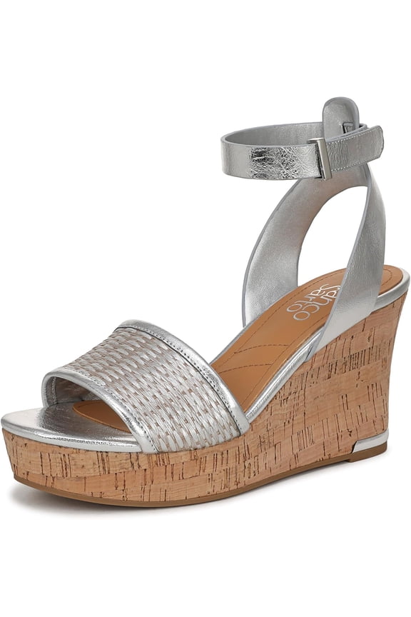 Women's Celeste Cork Wedge Sandal Silver 5.5M