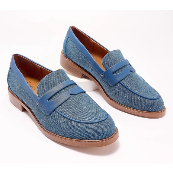 Franco Sarto Women's Chrissy Penny Loafers Denim Blue 7W