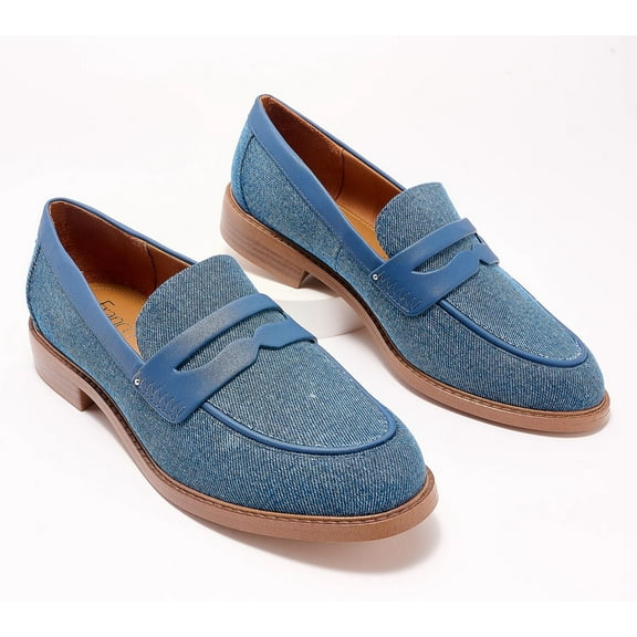 Franco Sarto Women's Chrissy Penny Loafers Denim Blue 8W