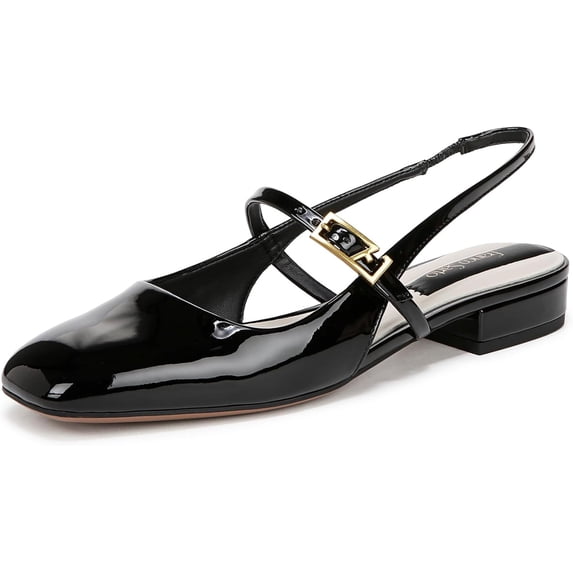 Franco Sarto Women's Destin Slingback Flat Black Patent 7M