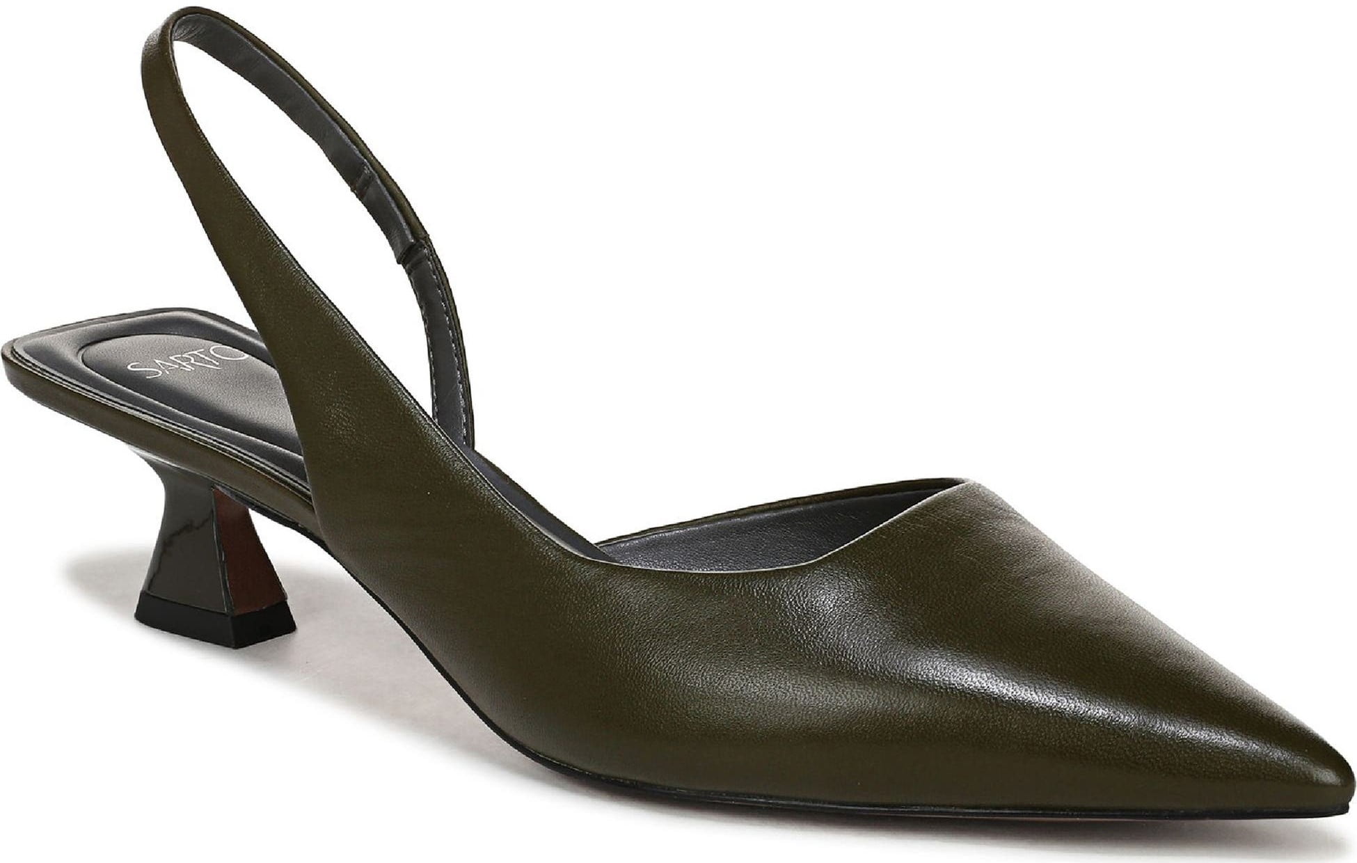 C.Paravano Women's Pointed Toe Pumps - Kitten Heel (2.16in), Leather-Lined, Memory Foam Footbed, Gold Buckle Accent