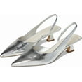 thumbnail image 1 of Franco Sarto Women's Devin Pointed Toe Kitten Heel Slingback Pump Silver 10W, 1 of 4