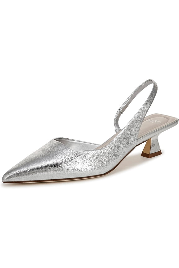 Women's Devin Pointed Toe Kitten Heel Slingback Pump Silver 7M
