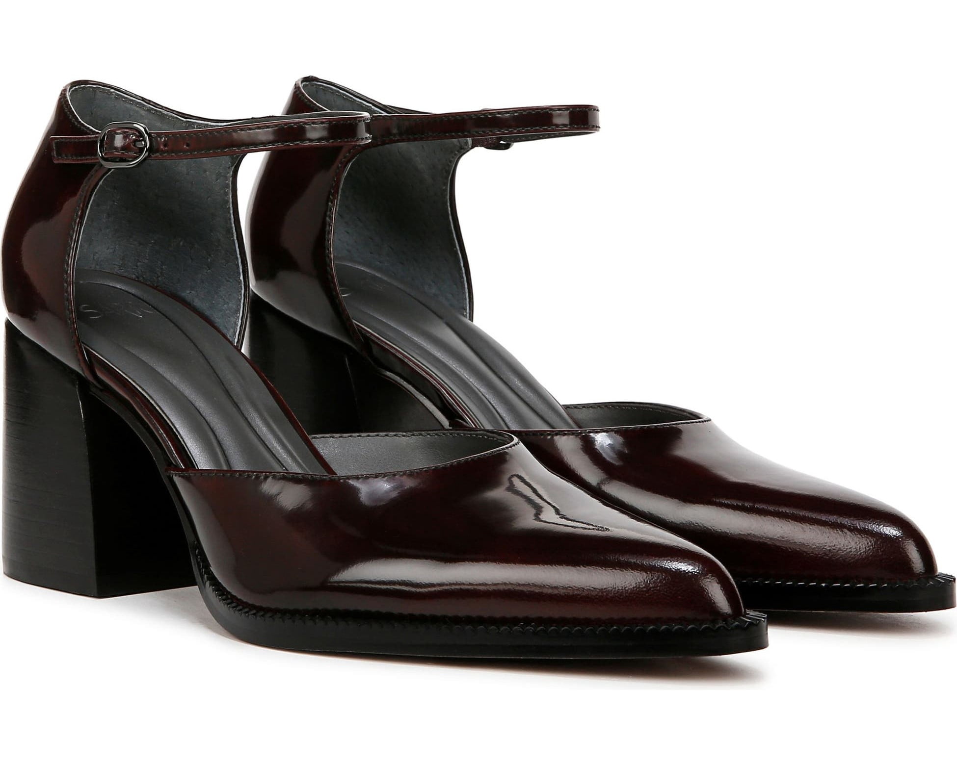 Franco Sarto Women's Diona Ankle Strap Pump Burgundy Leather 9.5M