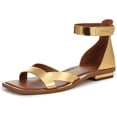 thumbnail image 1 of Franco Sarto Women's Elisa Ankle Strap Flat Sandal Gold 7.5M, 1 of 6