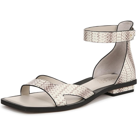 Franco Sarto Women's Elisa Ankle Strap Flat Sandal Roccia Grey 7M