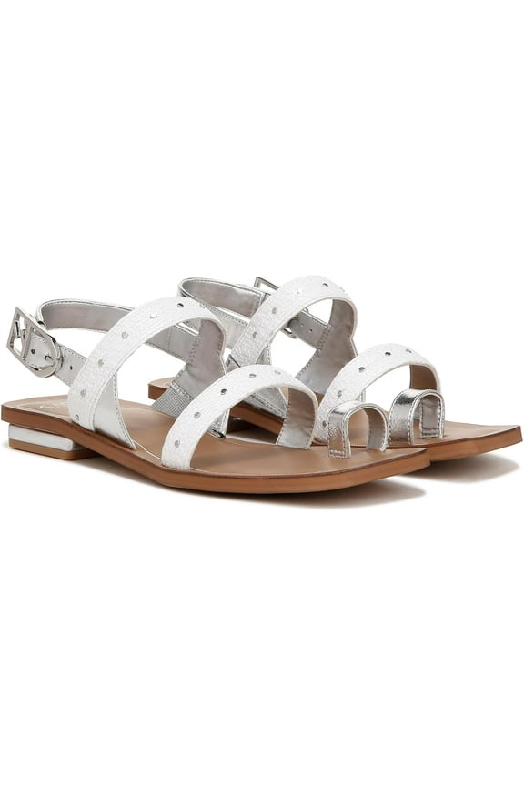 Women's Ellis Slingback Strappy Flat Sandal White Raffia 5.5M