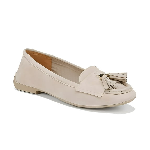 Franco Sarto Women's Faith Tassel Loafer Beige Suede 7M