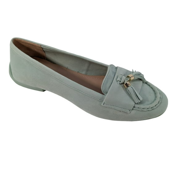 Franco Sarto Women's Faith Tassel Loafer Green Suede 10M