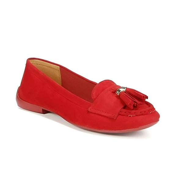 Franco Sarto Women's Faith Tassel Loafer Red Suede 9.5M
