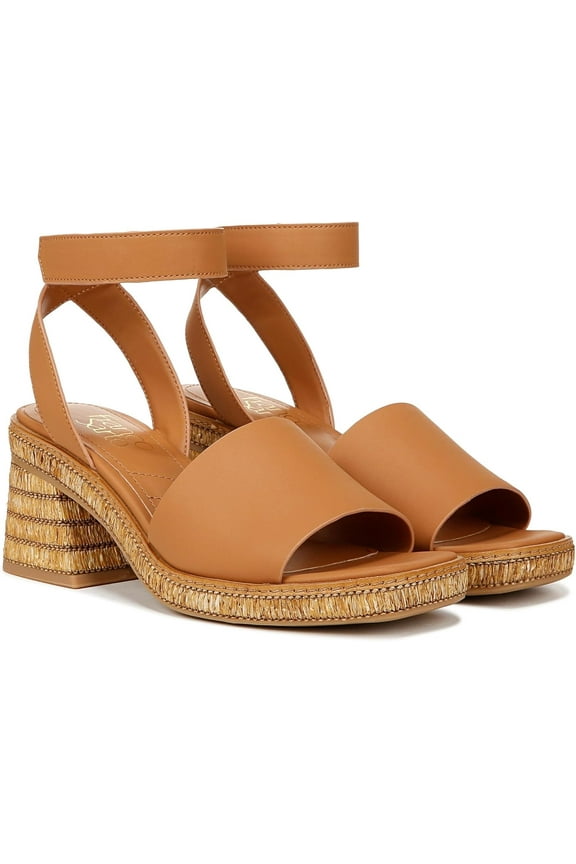 Women's Faron Ankle Strap Heeled Sandal Tan Faux Leather 5M