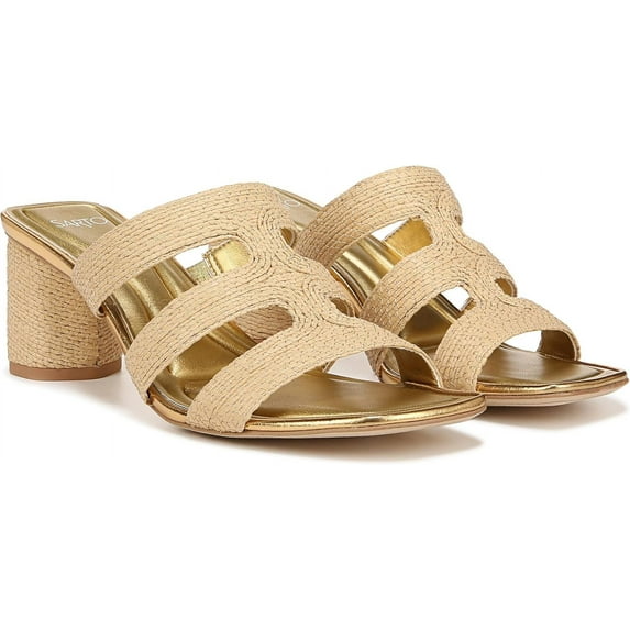 Franco Sarto Women's Flexa Carly Heeled Slide Sandal Natural Beige Raffia 8.5M