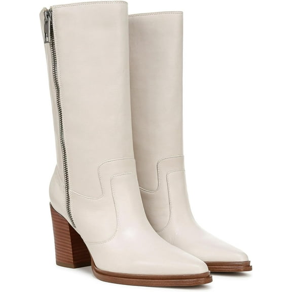 Franco Sarto Women's Jaxon Mid Calf Heeled Boot Chalk White 5.5M