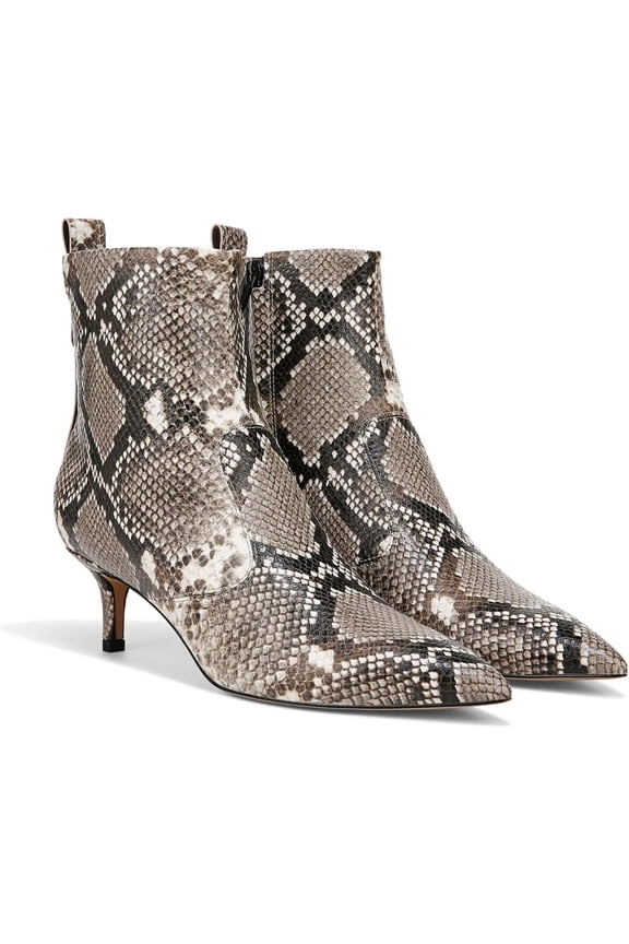 Women's Kura Kitten Heel Ankle Boot Roccia Grey Snake 9M