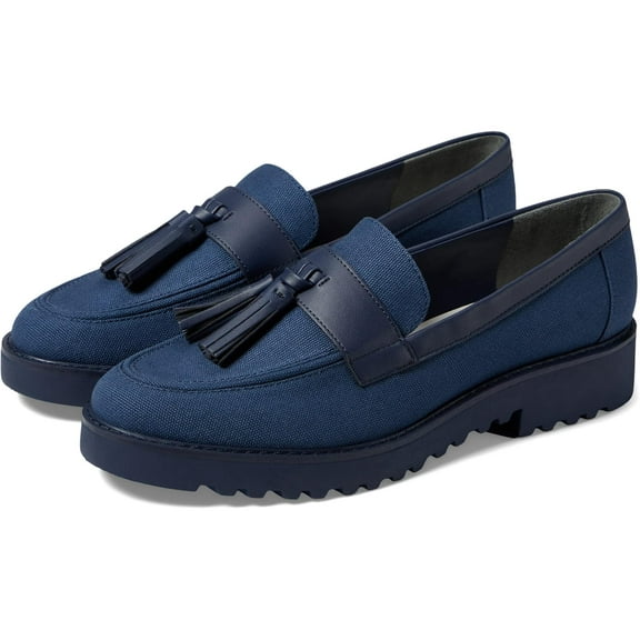 Franco Sarto Women's L-Carolynn 9 Lug Sole Loafers Navy Fabric 13M