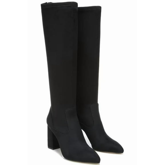 Franco Sarto Women's L-Katherine Pointed Toe Knee High Boots Black Suede Wide Calf 6M