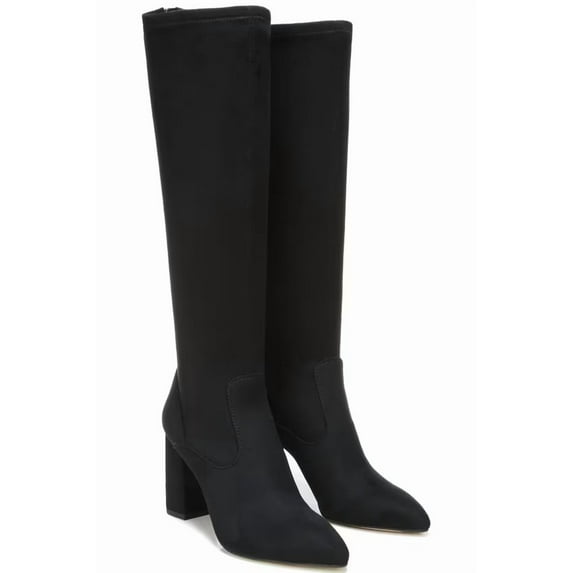 Franco Sarto Women's L-Katherine Pointed Toe Knee High Boots Black Suede Wide Calf 6M