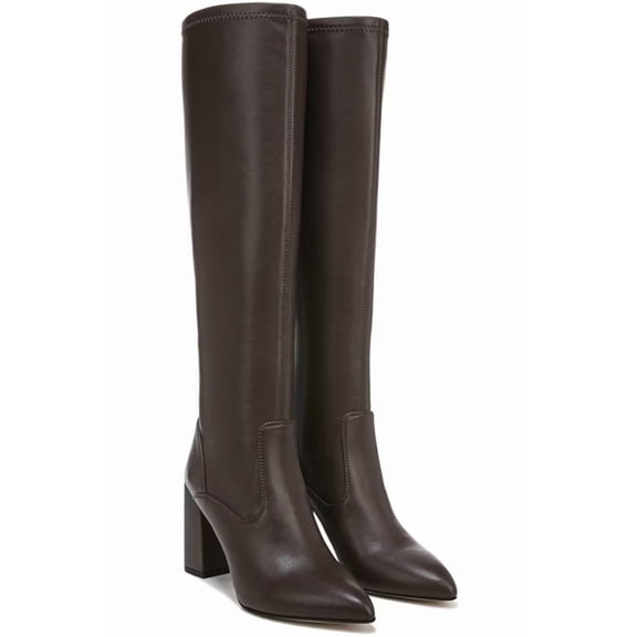 Franco Sarto Women's L-Katherine Pointed Toe Knee High Boots Dark Brown Wide Calf 8.5M