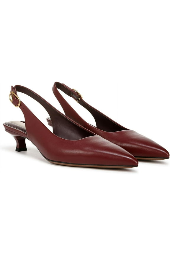 Women's Marlow Slingback Kitten Heel Pump Berry Red Leather 9.5M