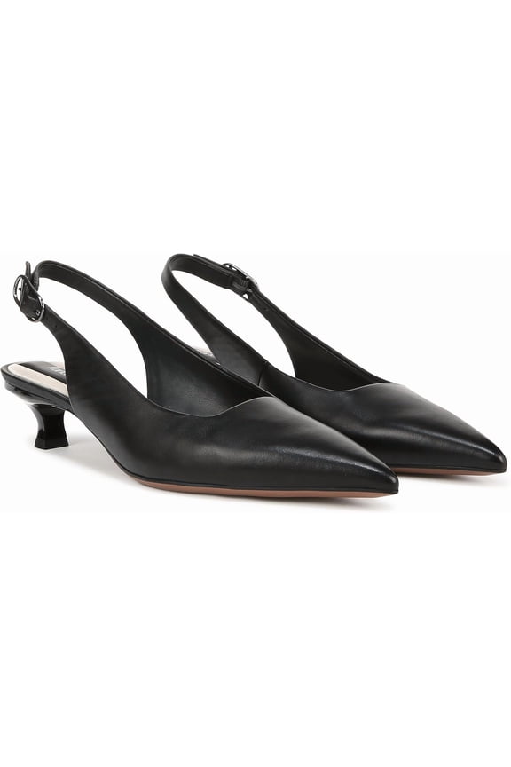 Women's Marlow Slingback Kitten Heel Pump Black Leather 5M