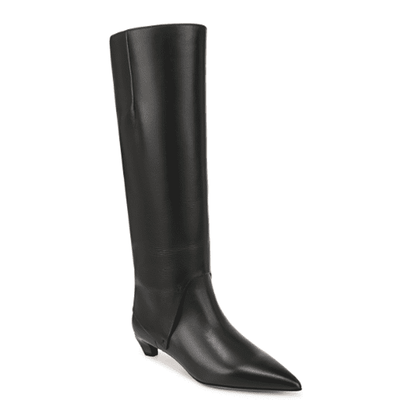Franco Sarto Women's Martin Pointed Toe Knee High Boot Black Leather 5.5M