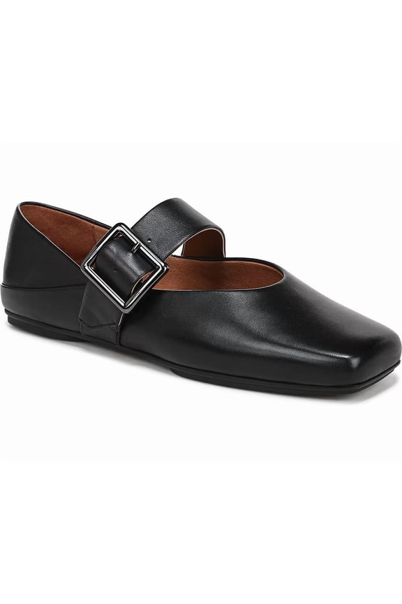 Women's Oakes Square Toe Ballet Flat Black Leather 5.5M