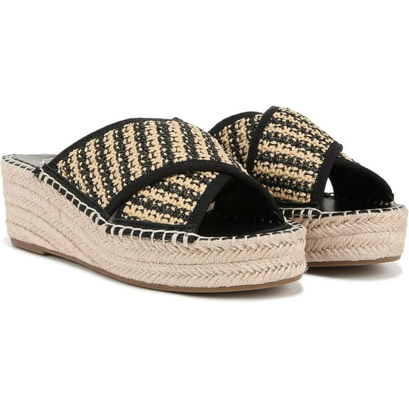 Franco Sarto Women's Pacifica Espadrille Wedge Slide Sandal Black Multi 8.5M