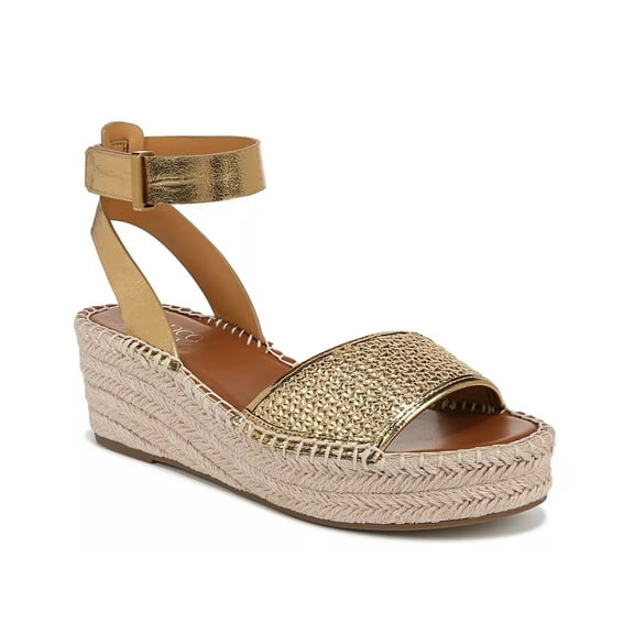 Franco Sarto Women's Pamala Espadrille Wedge Sandal Gold Raffia 7.5M