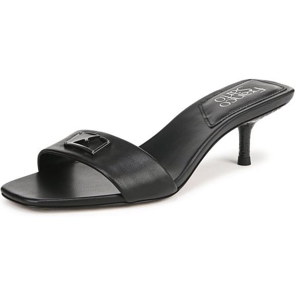 Franco Sarto Women's Roey Open Square Toe Slide Dress Sandal Black Leather 10M