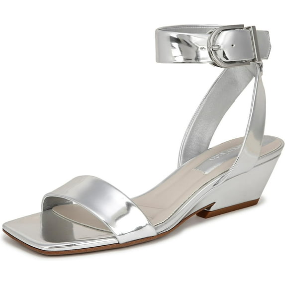 Franco Sarto Women's Savini Heeled Sandal Silver Leather 9M