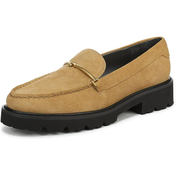 Franco Sarto Women's Senna Lug Sole Loafer Biscotti Brown Suede 8.5M