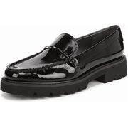 Franco Sarto Womens Senna Lug Sole Loafer Black Patent 7.5M