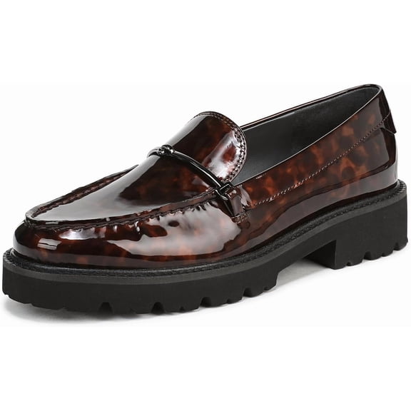 Franco Sarto Women's Senna Lug Sole Loafer Brown Mult Patent 6W