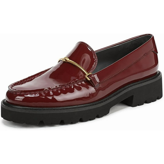 Franco Sarto Women's Senna Lug Sole Loafer Dark Red Patent 7.5M