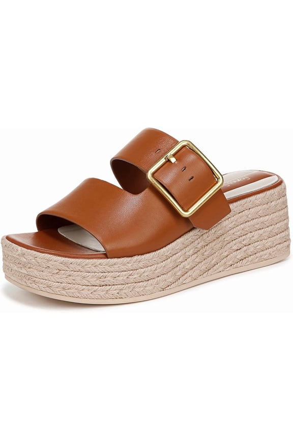 Women's Taziana Espadrille Platform Slide Sandal Cognac Brown 10M