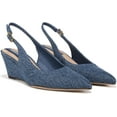 thumbnail image 1 of Franco Sarto Women's Tessa Pointed Toe Slingback Wedge Pump Denim Blue Fabric 10M, 1 of 5