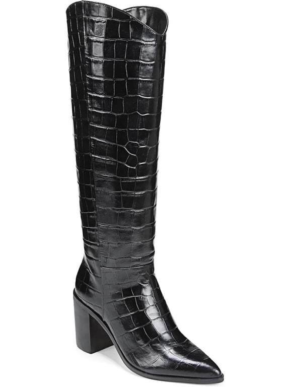 Women's Ticada Knee High Boot Black Croco Leather 6.5M