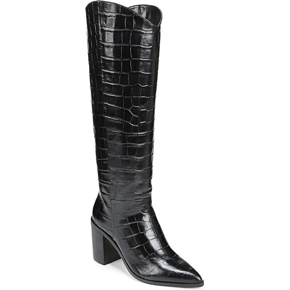 Franco Sarto Women's Ticada Knee High Boot Black Croco Leather 6M