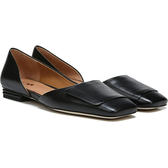 Franco Sarto Women's Tracy Square Toe Ballet Flat Black Leather 9W