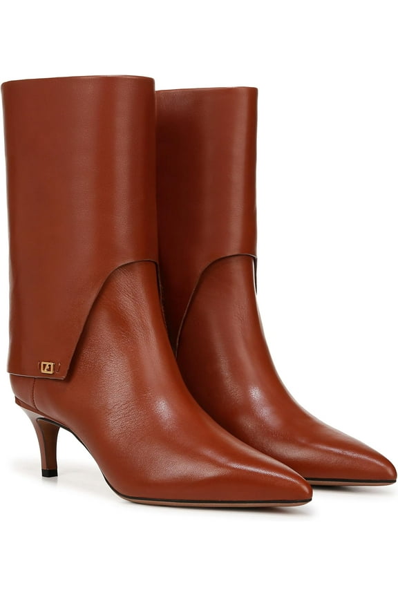 Womens Alberta Pointed Toe Mid Calf Boot Acorn Brown Leather 8 M