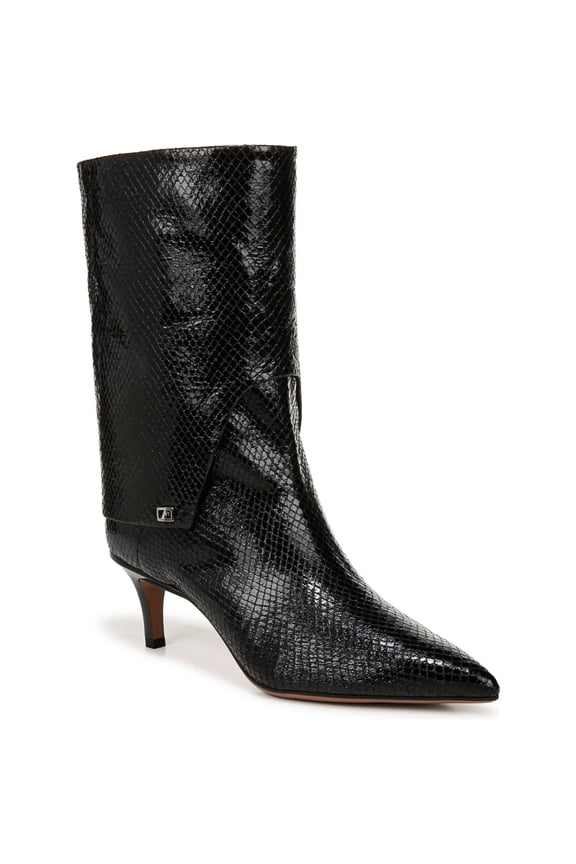 Womens Alberta Pointed Toe Mid Calf Boot Black Snake 5.5 M